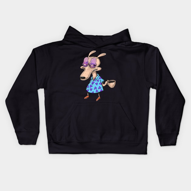 Rocko Before Coffee Kids Hoodie by idrawcartoons